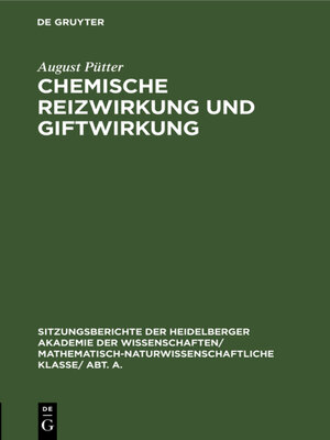 cover image of Chemische Reizwirkung und Giftwirkung